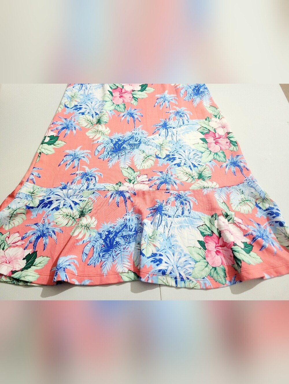Tommy Bahama Tropical Palm Hibiscus Dress Medium Coral Sleeveless Resort Coastal - Picture 11 of 12